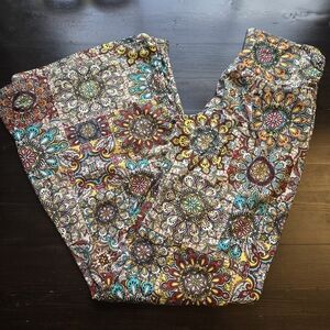Earthbound Trading Co Wide Leg Flare Women's S Pants Floral Mandala Boho Pants